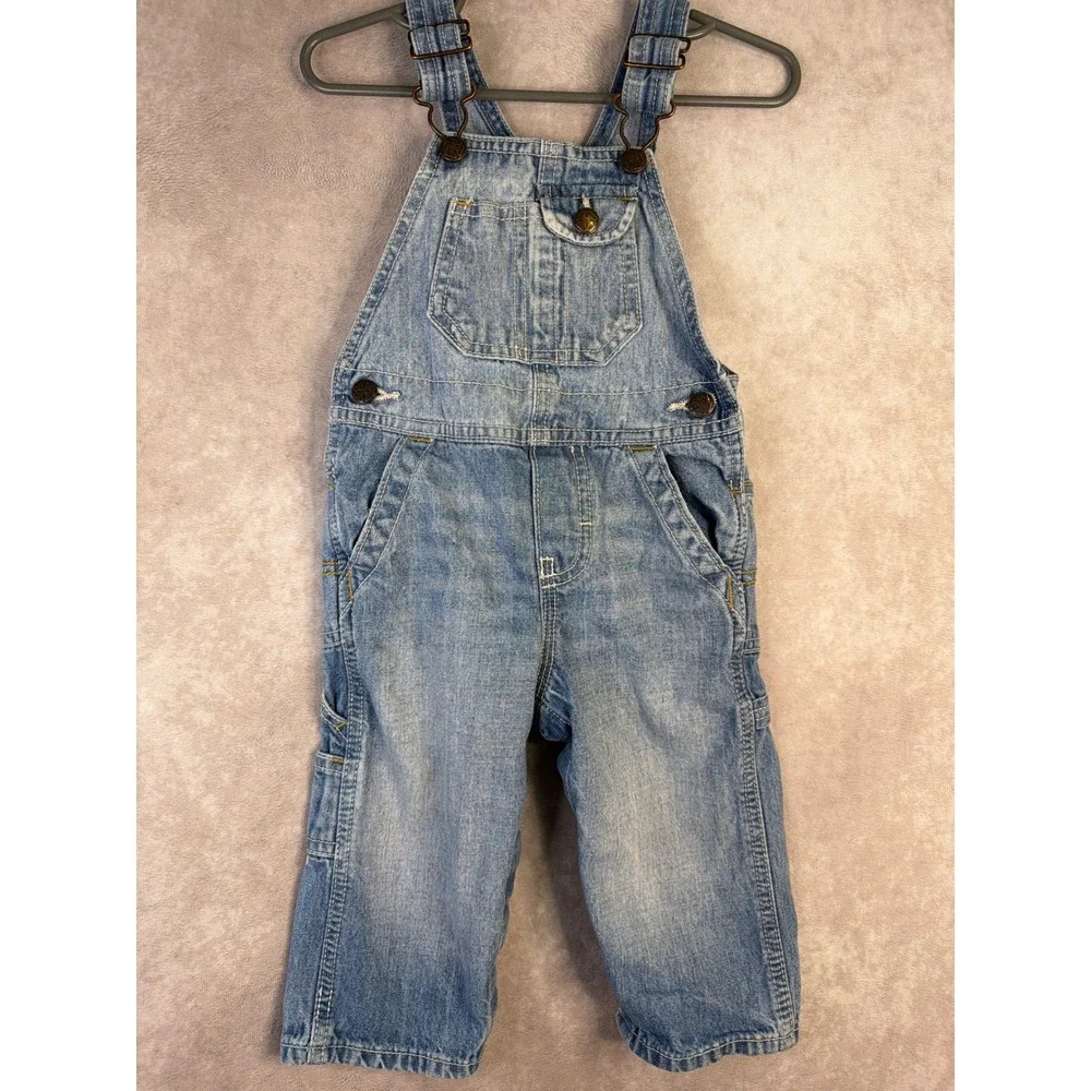 OshKosh B'gosh Denim Overalls Unisex 12 Months Blue Light Wash Carpenter Bib
